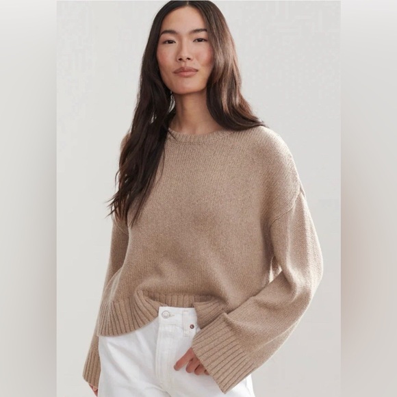 JENNI KAYNE CameronCrewneck Sweater. Pullover RWS Merino Wool $395 Cream NWT